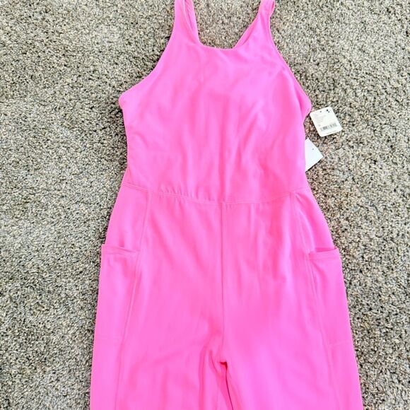 Free People Never Better High Neck Pink Lemonade Athleisure One Piece  Sz Med - Picture 7 of 11